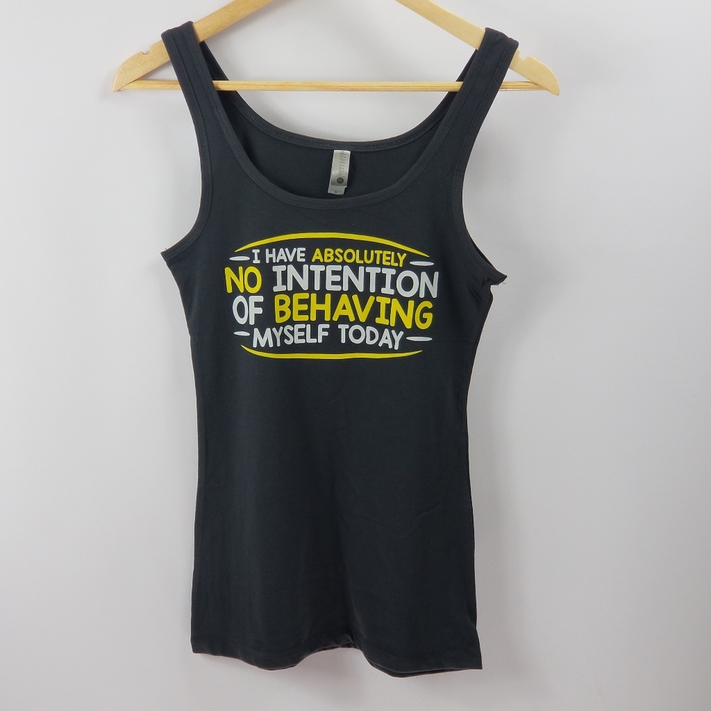 Black Graphic Scoop Neck Tank Top NWOT